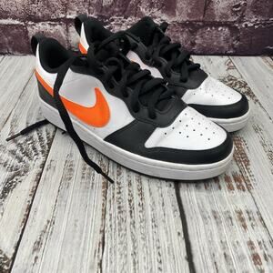 Nike SZ 6.5Y Court Borough Low 2 GS White Black Orange BQ5448-115 Youth Shoes